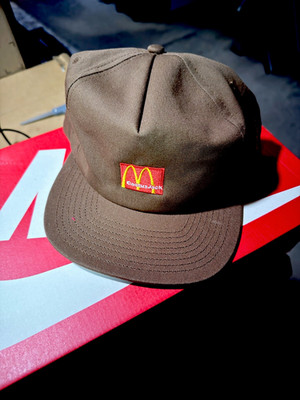 Cactus Jack x McDonald s Golden Arches Brown Snapback Hat Cap.