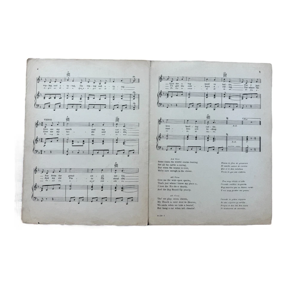 Partituras Allá En El Rancho Grande My Ranch Años 30 Canción de Vaquero Mexicano Uranga Foto 3 de 4