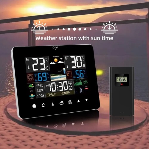 Stazione Meteo JSUDQR Con Tasto Touch, Sensore Esterno E Monitor Di Temperatura, Umidità, Barometro, Fasi Lunari E Alba/tramonto