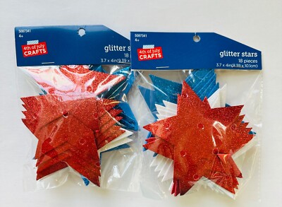 36 (2 pks/18) Patriotic Red White Blue Stars Foam Shapes
