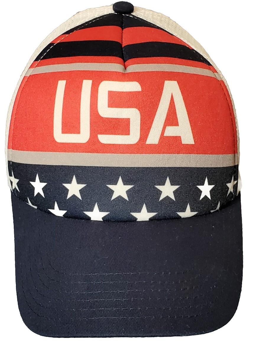 PARKE  American Flag Trucker Hat Patriotic Mesh Snapback Cap Red White Blue USA American Flag Trucker Hat Cap Red White Blue Mesh Snapback  main image 3