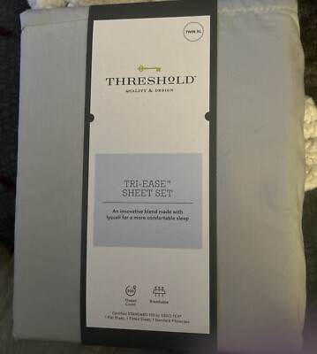 Threshold TwinXL 500 Thread Count Tri-Ease Light Gray Sheet Set Flat/Fitted/Case