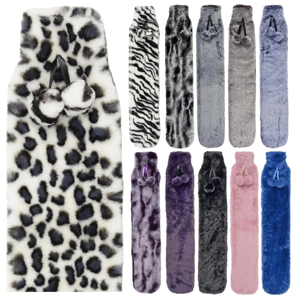 Hot Water Bottle Extra Long 72cm Hodge & Hodge Faux Fur Cover 2L Pain Relief New