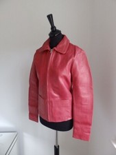 Bnwt H&m X Giambattista Valli Red Real Leather Jacket Size Xs