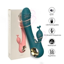 Rechargeable Multispeed Rabbit Vibrator G-Spot Dildo Massager Sex Toys For Women