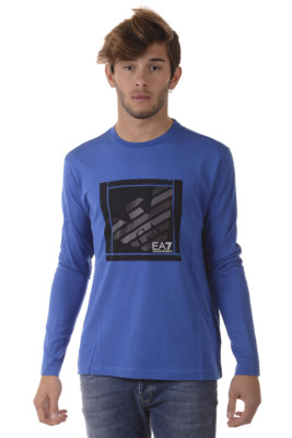 Emporio Armani EA7 Cotton Sweatshirt Men's Blue T Shirt 6YPT99PJ30Z 1598
