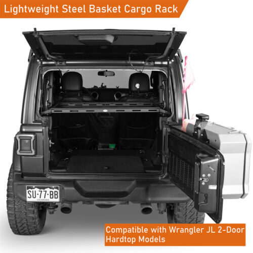Rear Cargo Rack Basket Tray Storage Carrier Fit 2018-2025 Jeep Wrangler JL 2Door - Picture 2 of 18