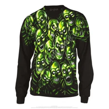 JUICY J STAY FLY-SKULL PILE-GLOWS IN DARK-Long Sleeve 2 Sided SHIRT S,M,L,XL,XXL