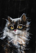 ORIGINAL ACRYLIC PAINTING CONTEMPORARY fine ART charming fantasy POP SURREAL cat