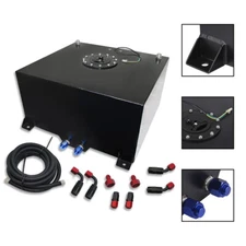 10-20 Gallon Black Aluminum Fuel Cell Tank+Cap+Level Sender+Fuel Line Kit