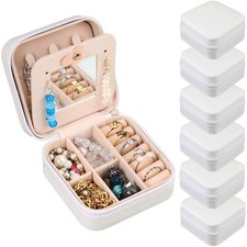 Hillban Bridesmaid Gifts Jewelry Box with Mirror, PU Leather Small Travel