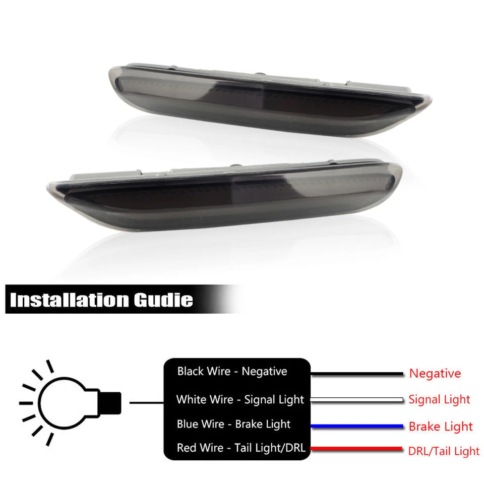 For Infiniti Q50 QX Nissan Red Rear Bumper Brake Lights w/Sequential Turn Signal - Image 4 of 4