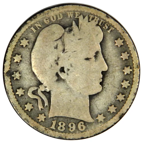 1896-O BARBER QUARTER ~ BOLD FULL RIMS BOTH SIDES! GOOD++ ~ PRICED RIGHT! INV#2