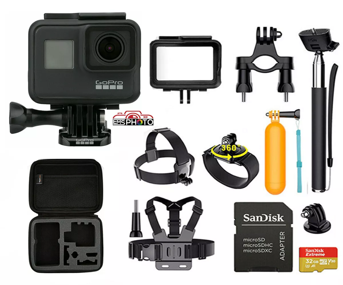 GoPro Hero 7 Black with Sports Accessories + Hard Case + 32GB