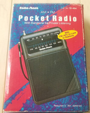 1998 Vintage Radio Shack 12-454 AM FM Pocket Radio Handheld Orig Box Tested