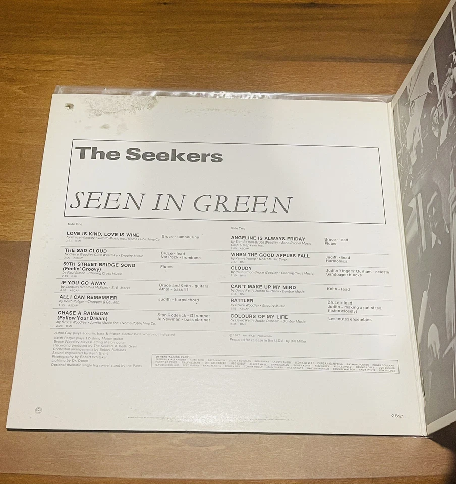 THE SEEKERS Seekers Seen In Green LP CAPITOL KAO 2821 STEREO 1968 Foto 3 de 4