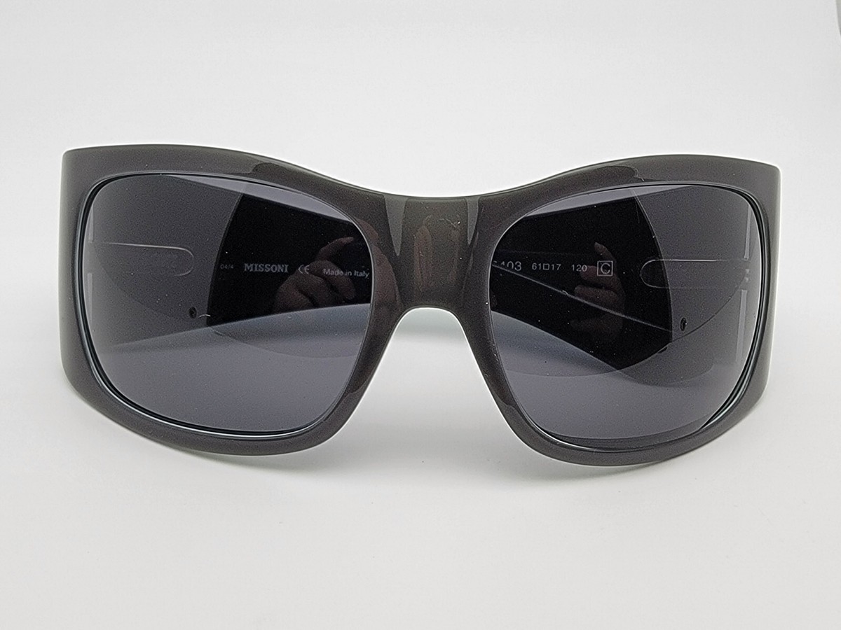 Missoni MI50403 Green Blue on Black Frame Grey Lens Wrap Sunglasses Italy 6mm Missoni Oversized Sunglasses for Women for sale | eBay main image 4