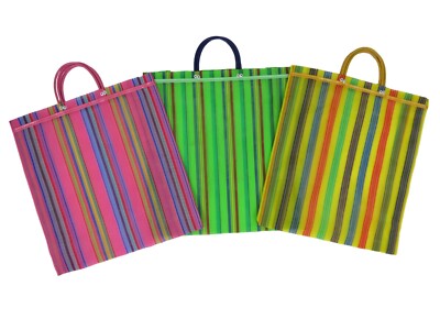 3 pack Eco-friendly reusable grocery bags Mercado mesh bags in Assorted colors
