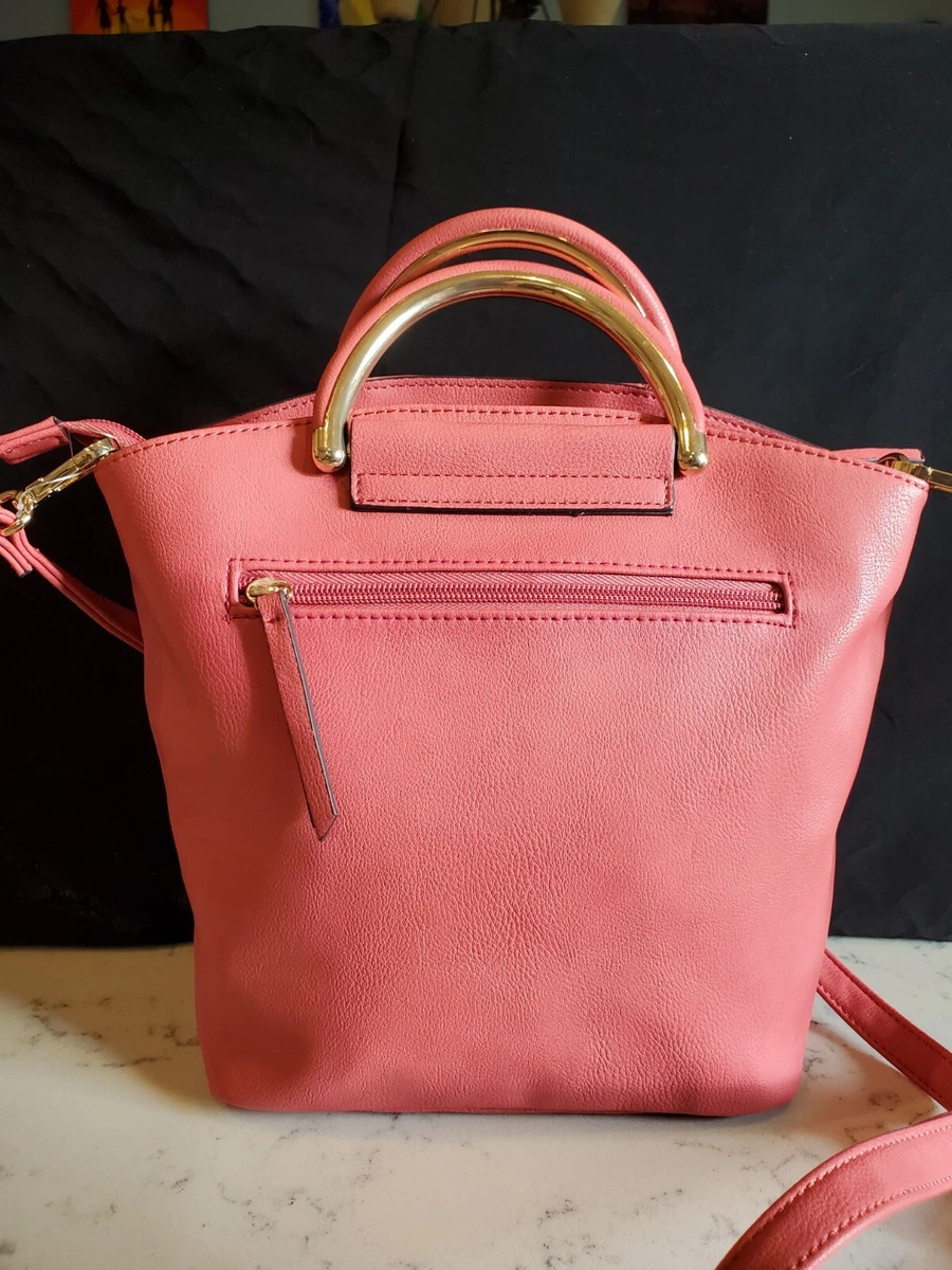 Kelly and Katie Zyon Bucket Bag Coral Orange with Detachable Crossbody Strap