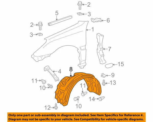 53876-33140 Toyota Liner, front fender, lh 5387633140, New Genuine 