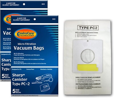 EnviroCare Vacuum Cleaner Dust Bags fit Sharp Canister Type PC-2 10 Pack
