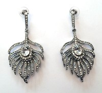 Butler & Wilson Clear Crystal Peacock Feather Earrings Butler & Wilson Clear Crystal Peacock Feather Earrings