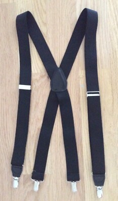 Black men's suspenders with black loops