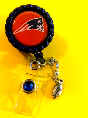 NFL New England Patriots 2, Bottle Cap, Retractable Badge, Name Tag & ID Holder - Picture 1 of 5