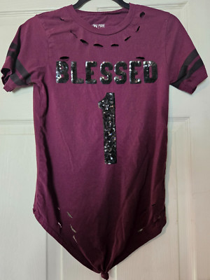 Women's On Fire Purple ''Blessed 1'' TShirt/ US Size M Women's Apparel/Activewear