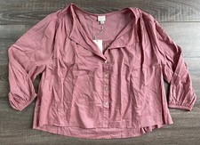 Womens A New Day - Pink - Button Front Blouse - Dress Top - Small - New