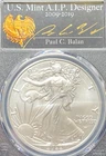 2022 W $1 BURNISHED AMERICAN SILVER EAGLE 1ST DAY OF ISSUE PCG SP70 BALAN SIGNED