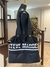 Steve Madden BGym Duffel Bag Black White Weekender Overnight Gym Bag