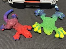 Set Of 2 Handmade Bean Bag Animals Lizard And Frog 1990s