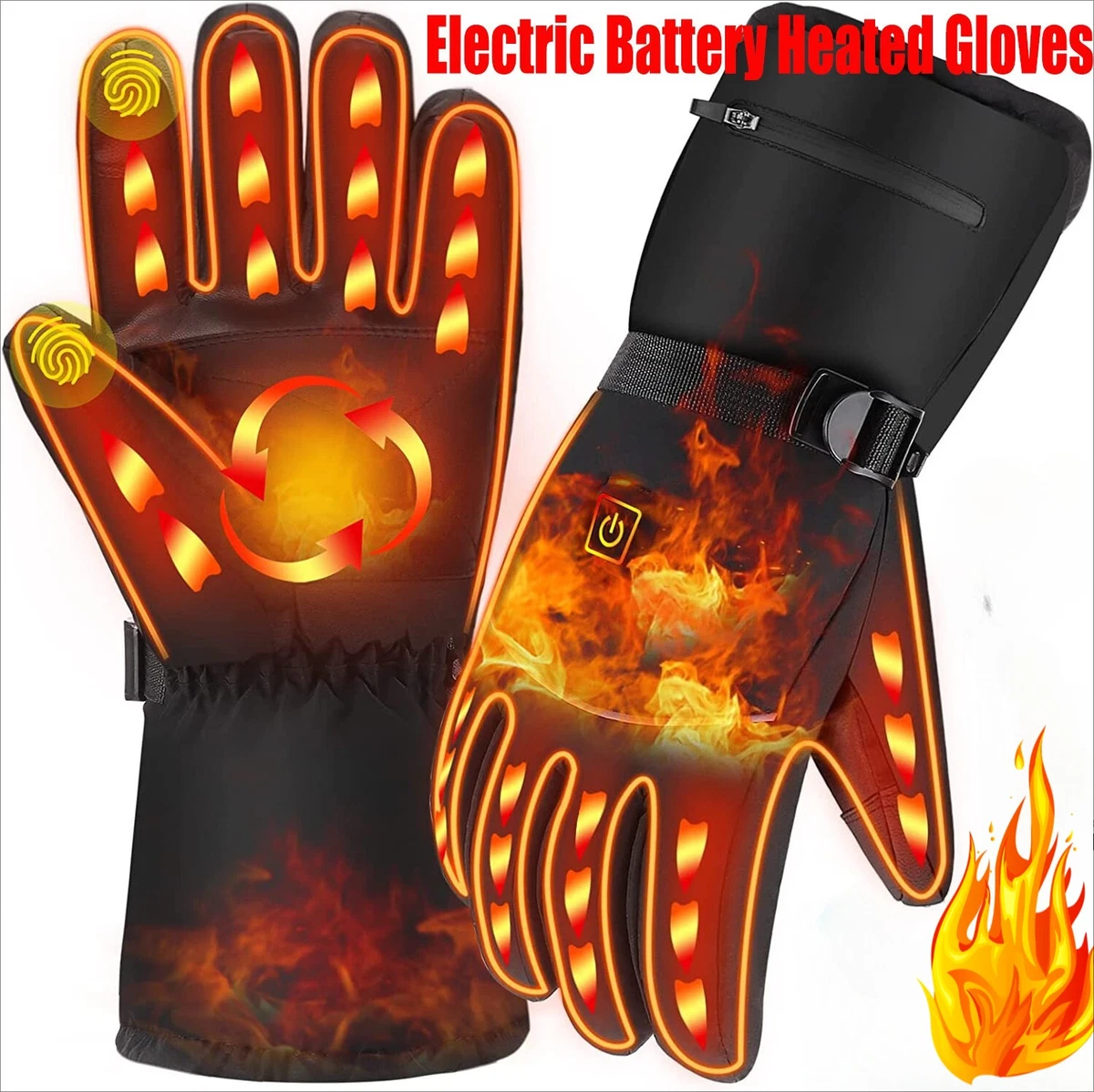 Electric Heated Gloves Rechargeable Battery Hand Warmer Windproof Thermal Winter