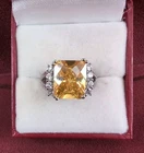 Vintage Gorgeous Sterling Silver 925 Yellow Citrine w/Accents Ring Size 7