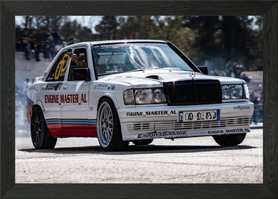 Mercedes 190 E Rally Framed Wall Art Poster Canvas Print Picture