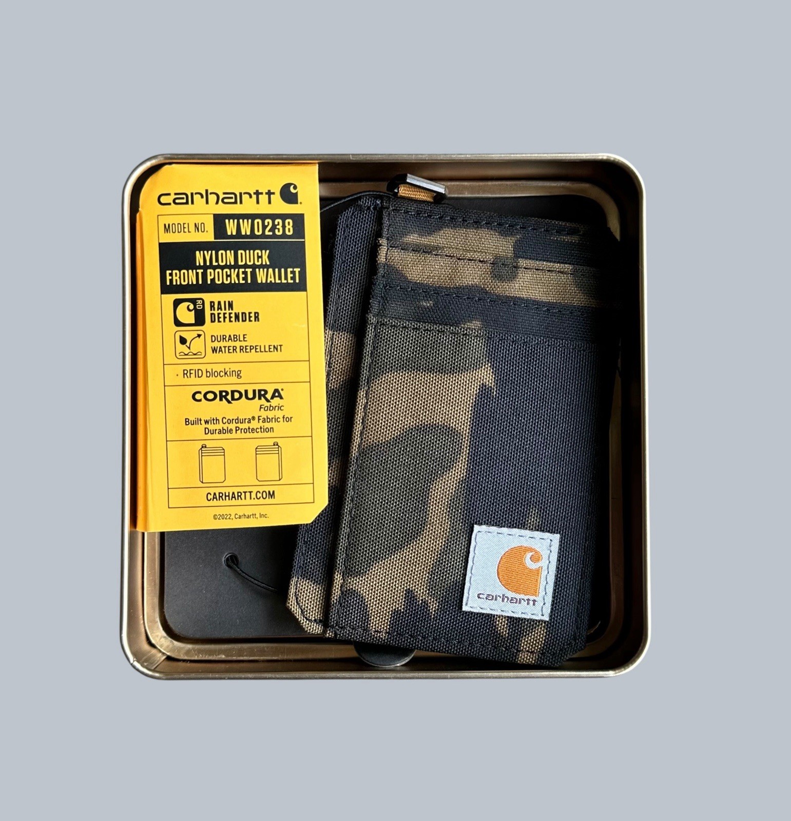 Carhartt Nylon Duck Camo Front Pocket Slim Wallet W0238 Dura