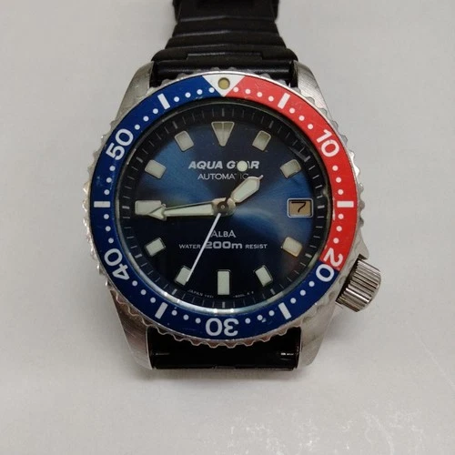 Seiko Alba Aqua Gear Automatic Watch 200m Diver Vintage Y621 6000 Auto