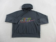Nike Hoodie Mens Large Black Club Fleece Fleece Sweatshirt Pullover Colorful
