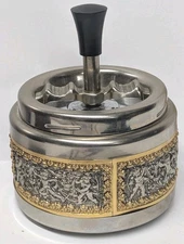 Vintage Roulette Ashtray Butler Music Box Cherub & Floral Details ** READ