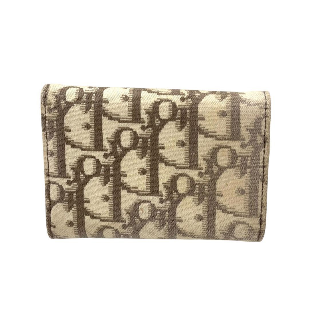 Rare Dior Trotter Saddle Key Case 6 Hook Beige Jacquard Canvas