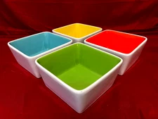 Over And Back Summertime Set Of 4 Square Colorful All Purpose Bowls 5 1/2"