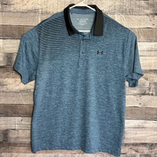 Under Armour Playoff Performance Polo Shirt Mens 2XL Blue Heathered Golf Stretch