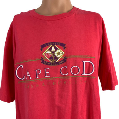 Vintage Cape Cod T Shirt Mens Size L Pink Massachusetts New England Made USA 90s