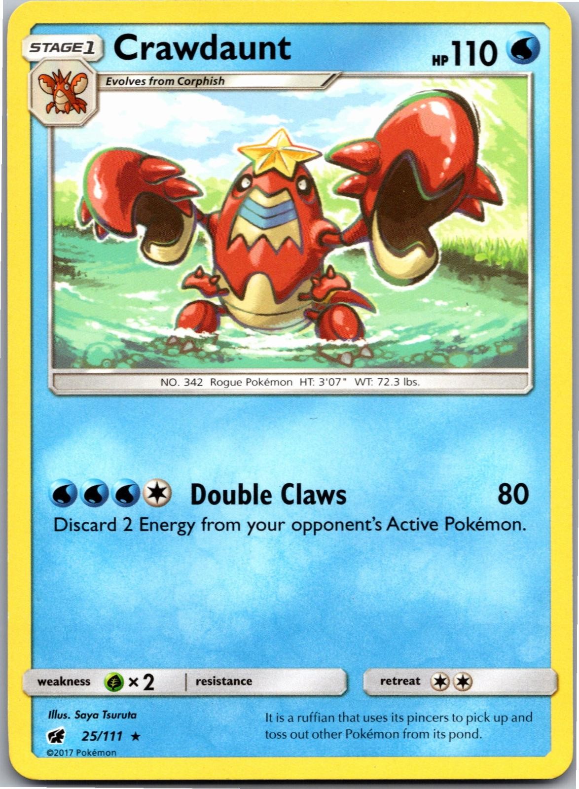Crawdaunt 25/111 Rare Crimson Invasion Pokemon Near Mint