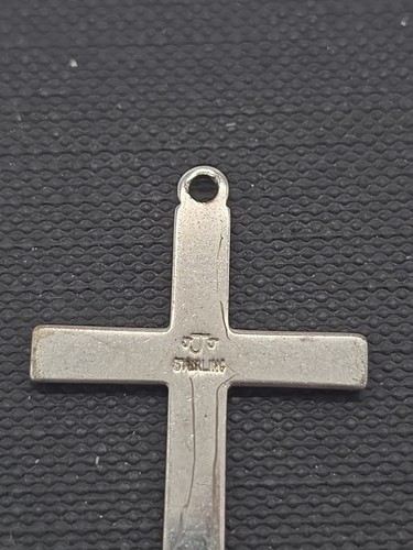 Colgante Cruz Plata Esterlina JJJ Firmado De Colección - Imagen 3 de 4