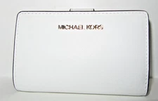 Michael Kors Jet Set Travel Medium Bifold Wallet Optic White Leather NWT $178