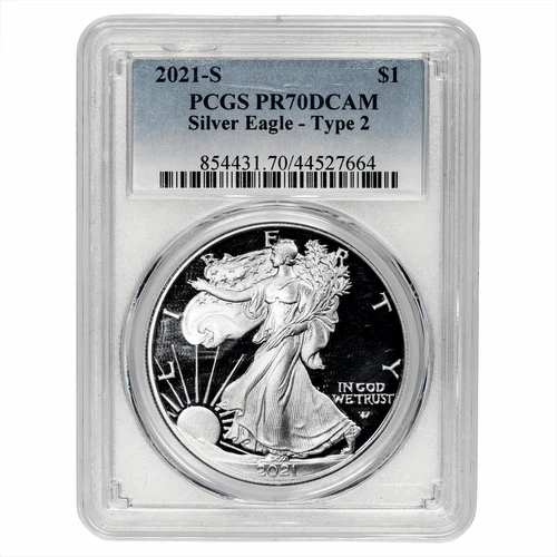 2021-S 1oz .999 Silver American Eagle $1 Type-2 PCGS PR 70 DCAM