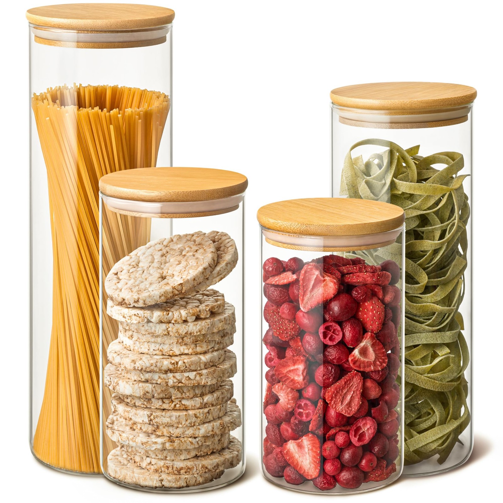 Barattoli Cucina Praknu Vetro Set 4 - Contenitori Ermetici Antitarme