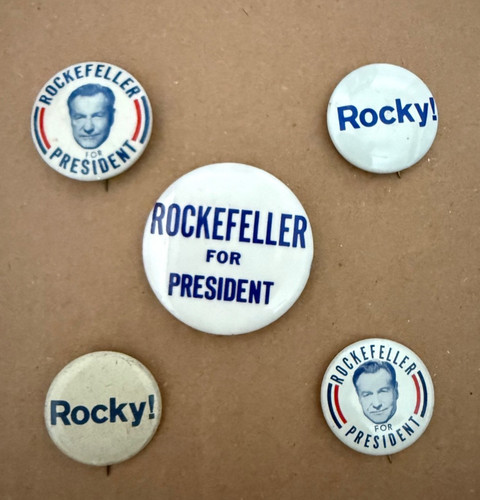 5 vintage NELSON ROCKEFELLER for PRESIDENT pinback BUTTONS campaign POLITICAL